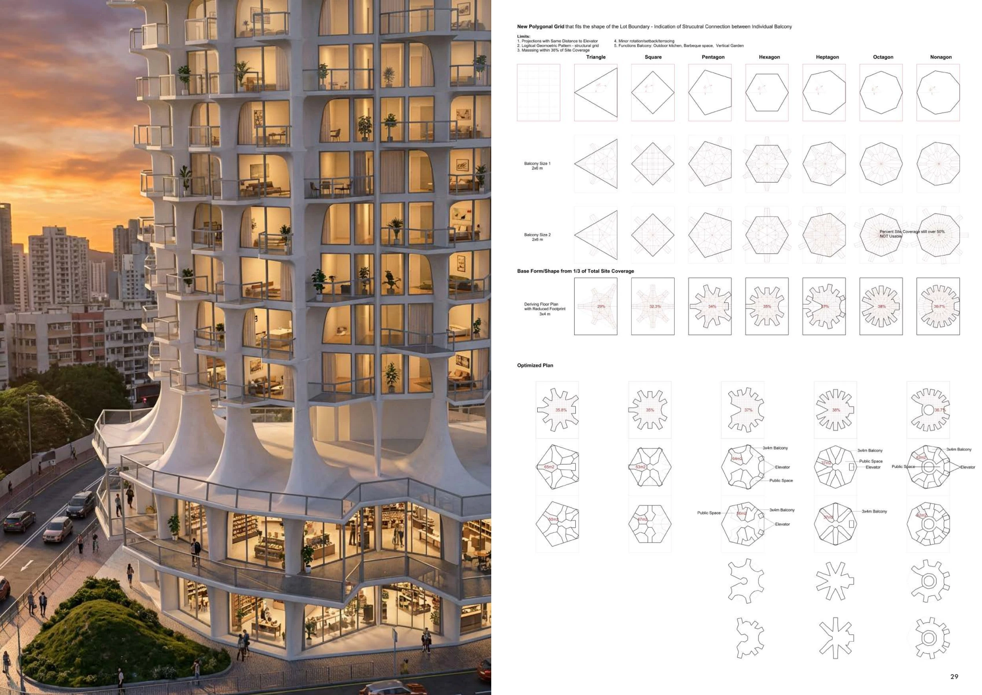 Tower proposal and architectural projection studies